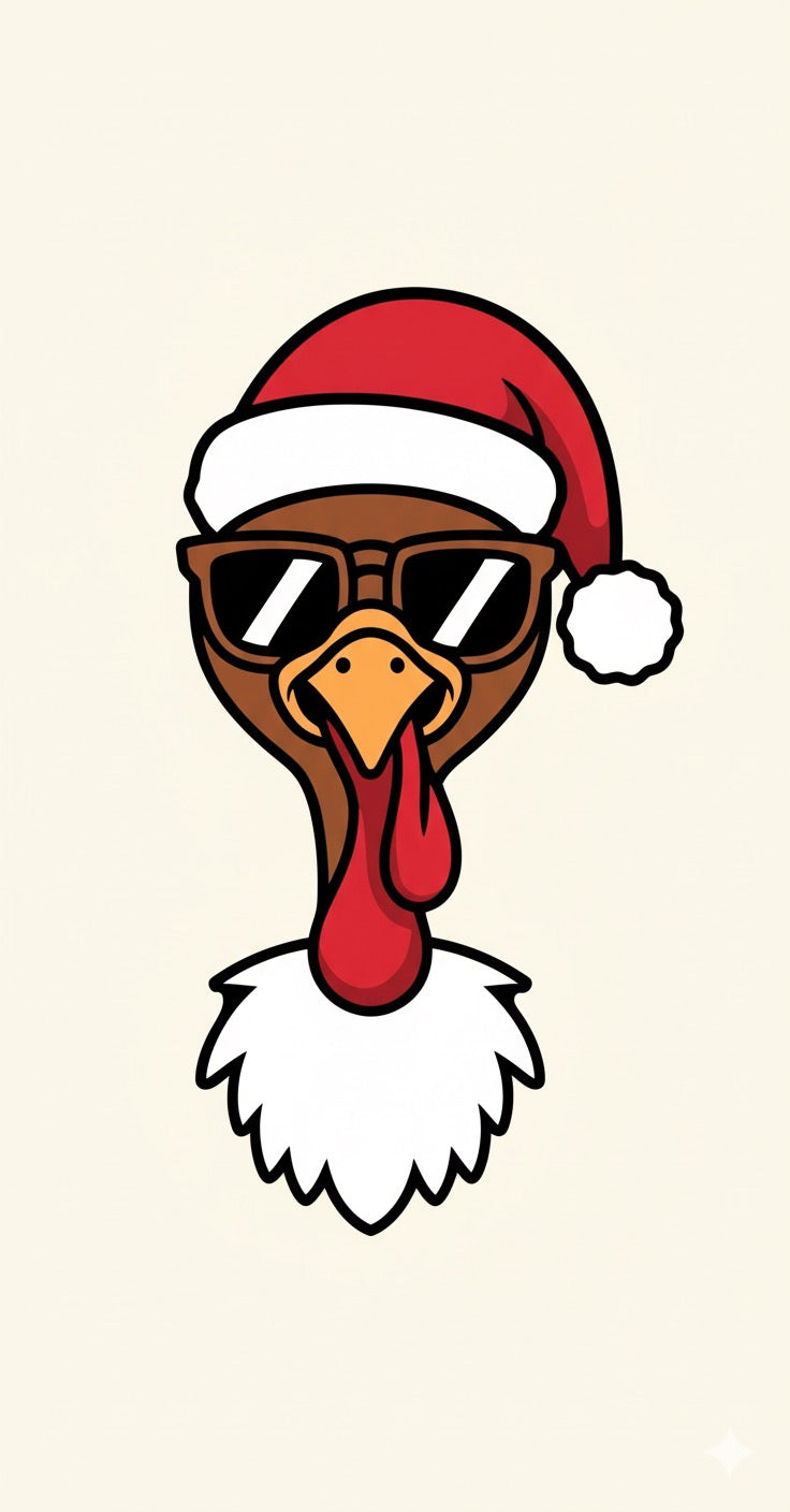 Cool Christmas Turkey with Santa Hat – Funny Holiday Design