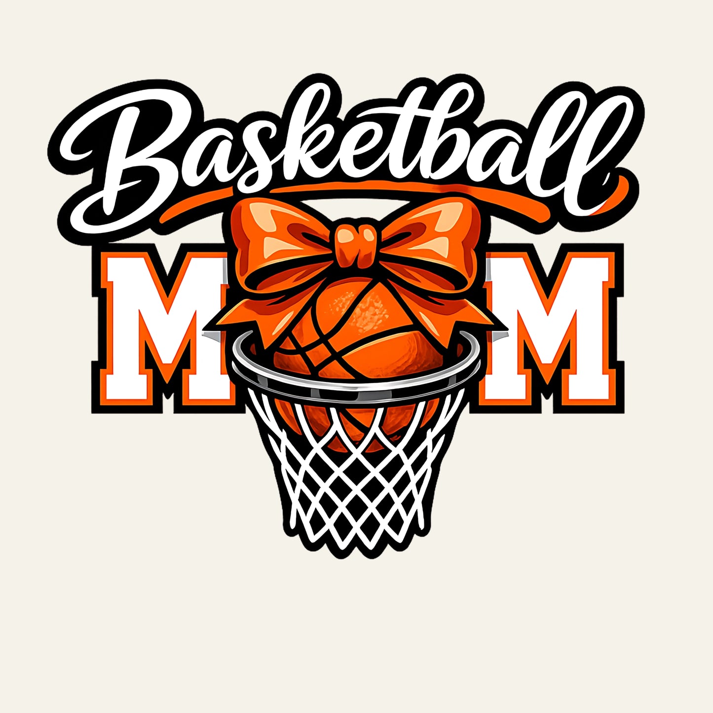 Basketball Mom DTF Transfer – Sports Mom Shirt Design with Bow – Ready to Press