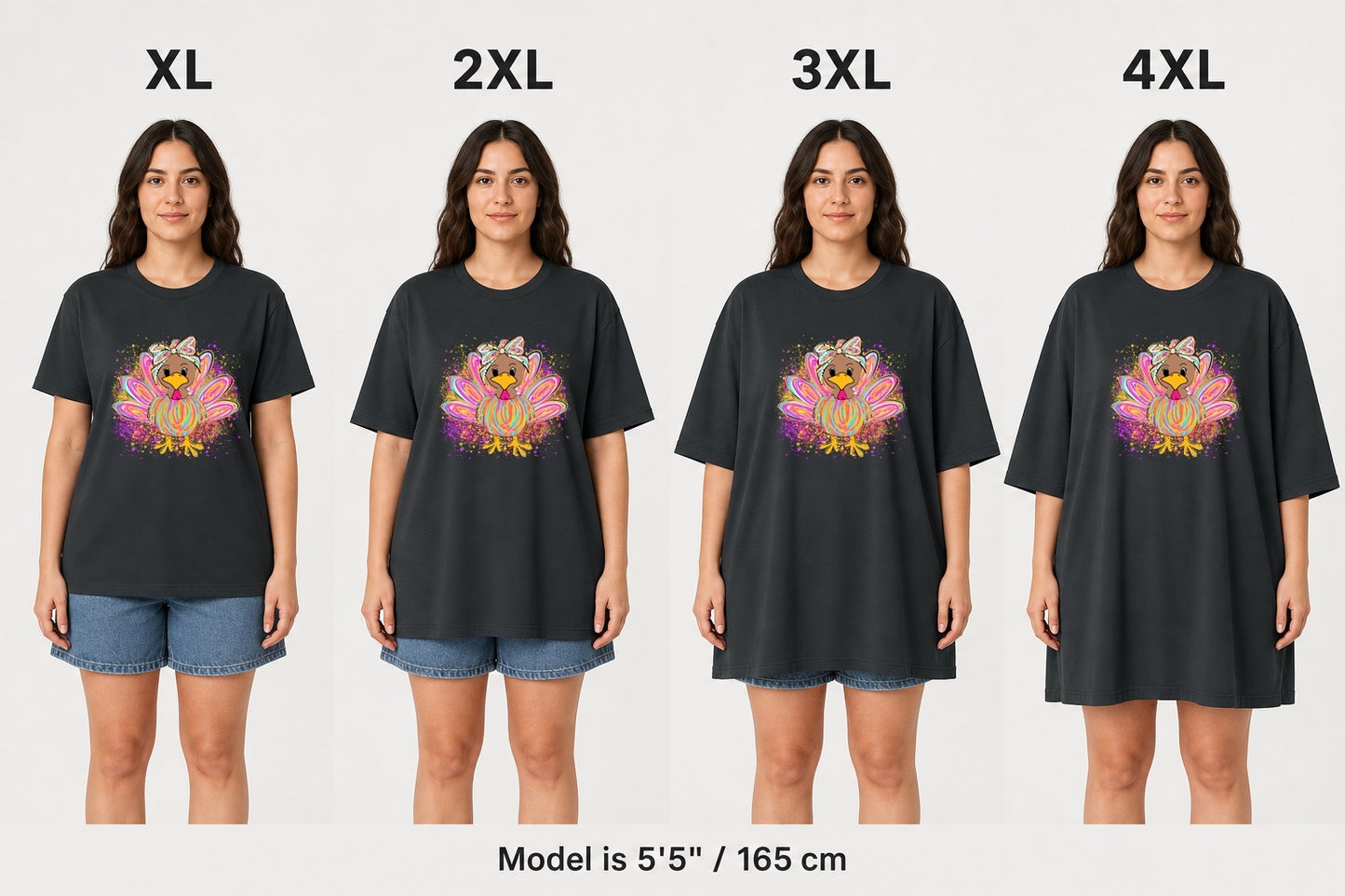 BELLA+CANVAS 3001 UNISEX JERSEY SHORT SLEEVE TEE size fit comparison on model
