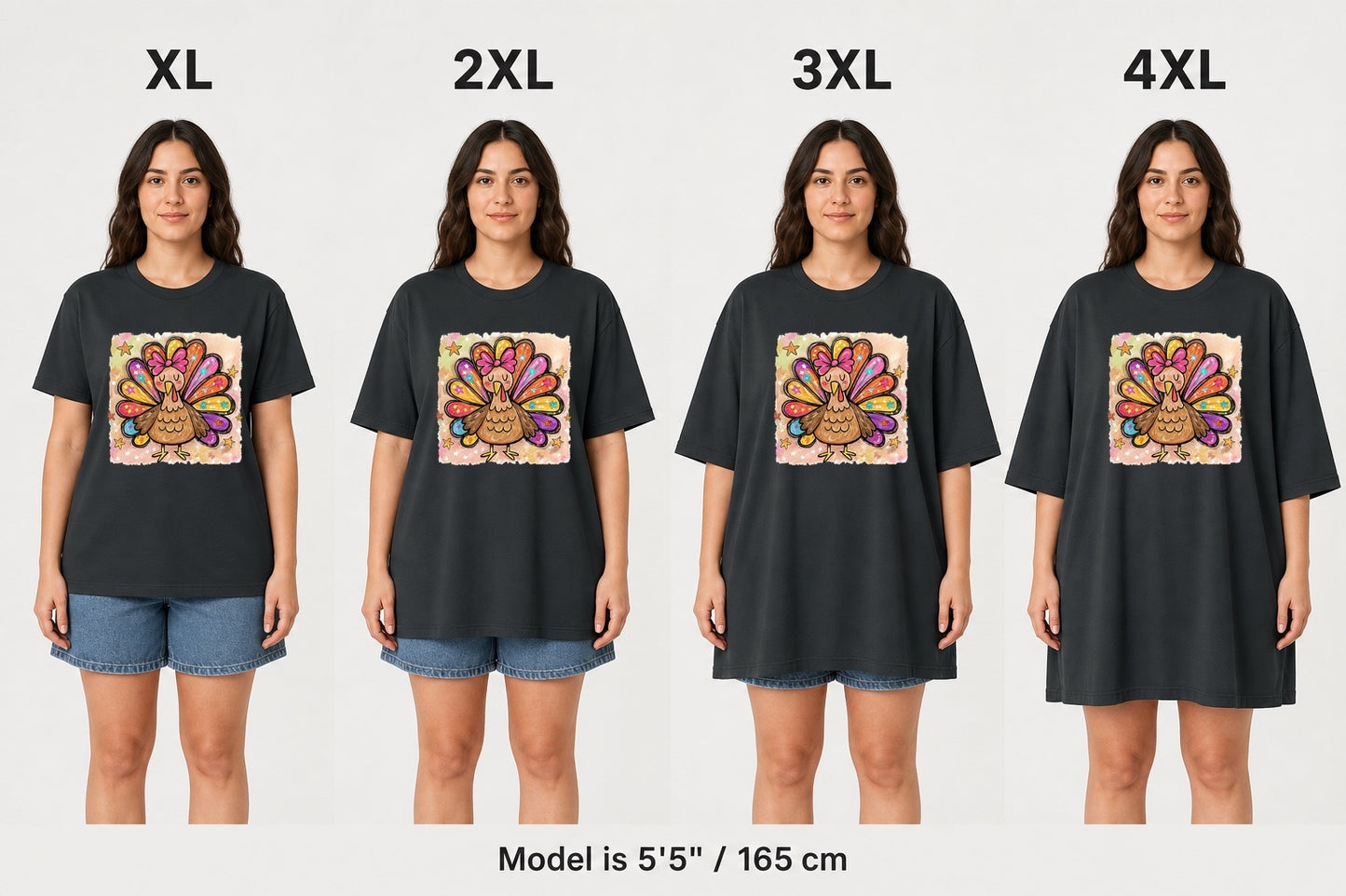 BELLA+CANVAS 3001 UNISEX JERSEY SHORT SLEEVE TEE size fit comparison on model