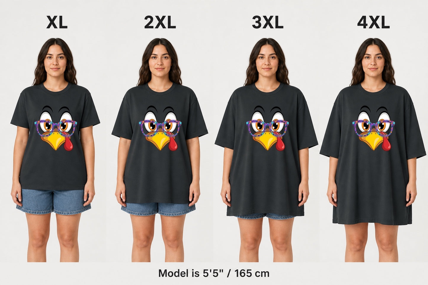 BELLA+CANVAS 3001 UNISEX JERSEY SHORT SLEEVE TEE size fit comparison on model