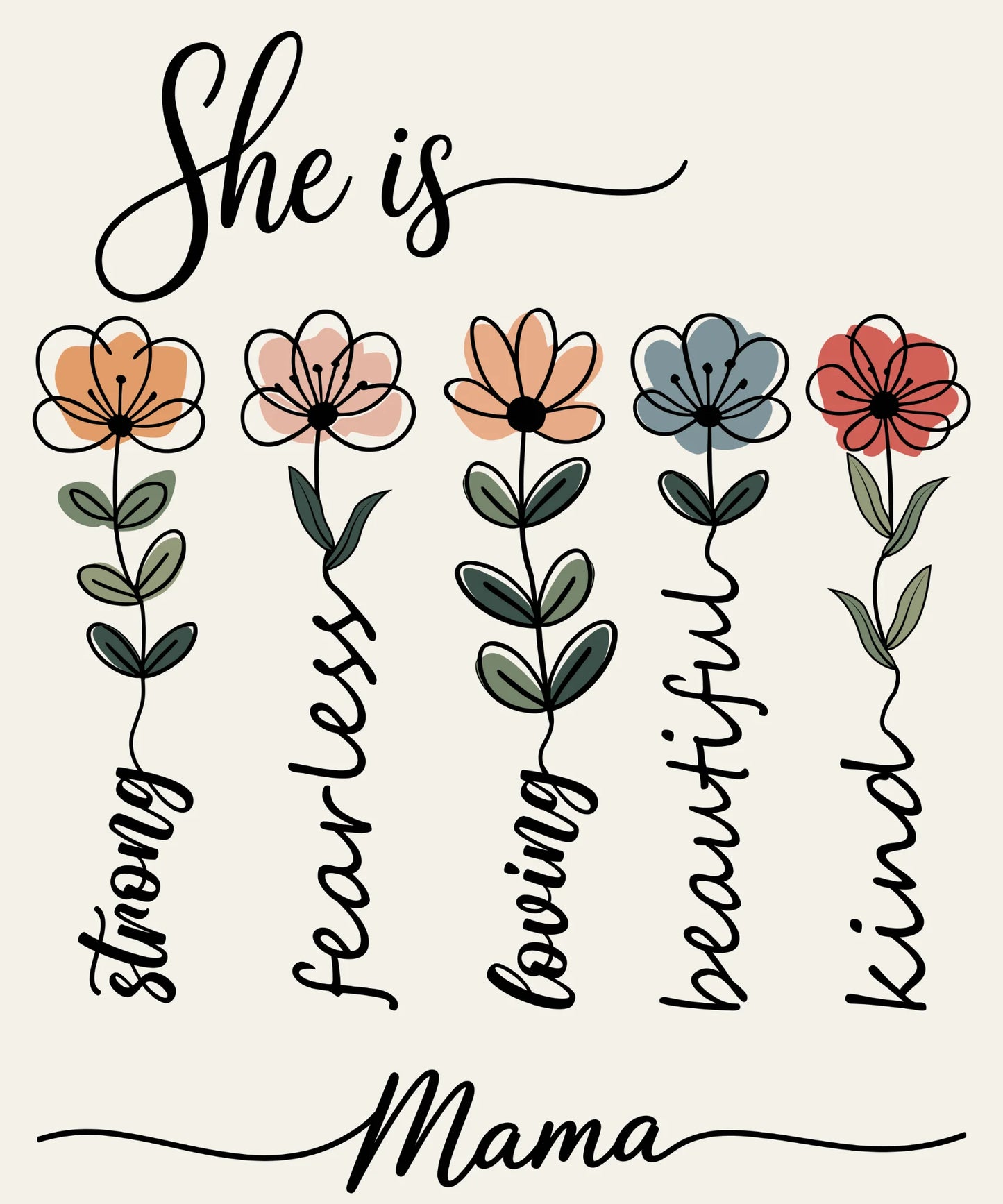 Minimal Floral DTF Transfer – Cute Simple Flower Line Art Shirt Design Ready to Press