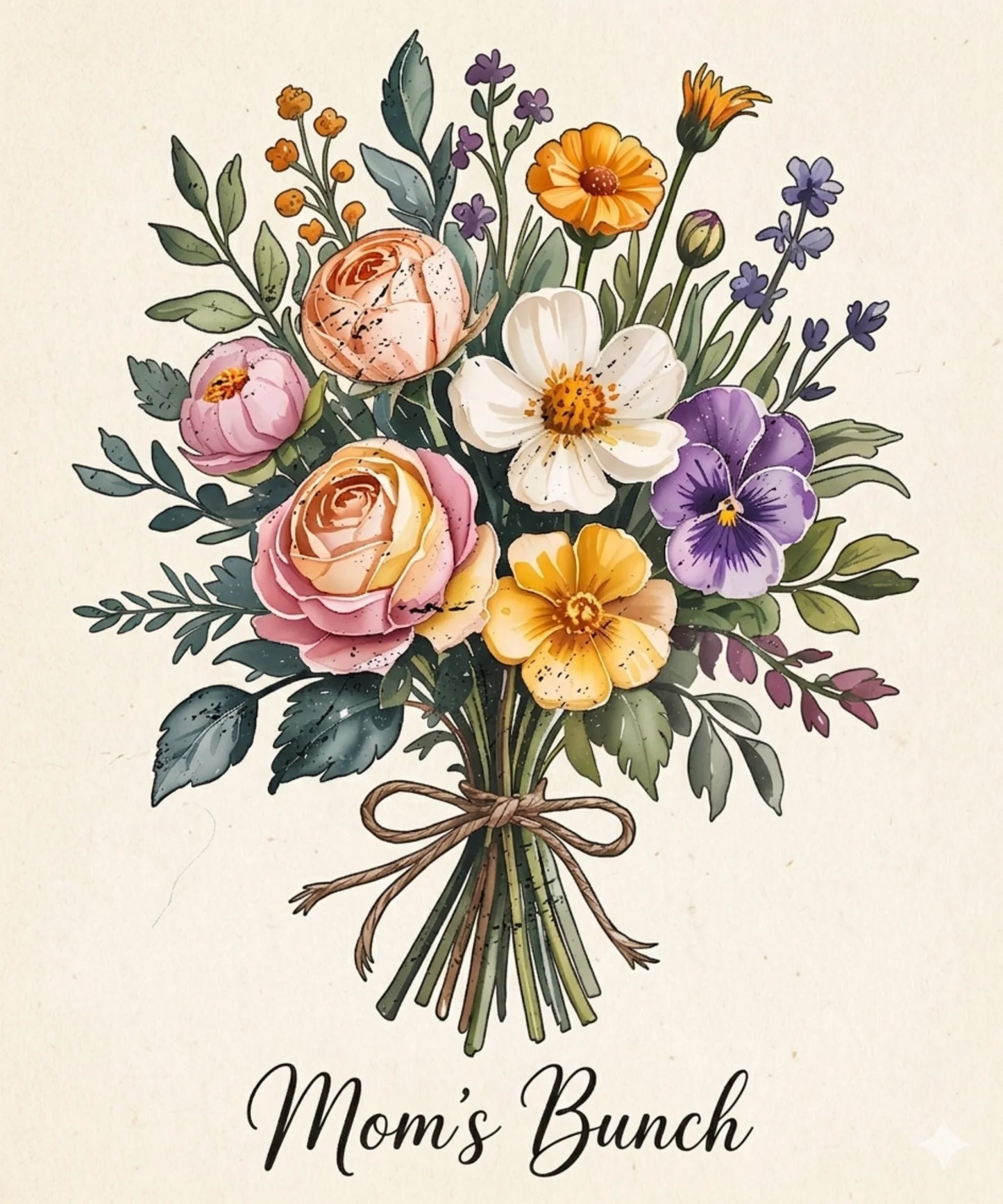 Mother’s Day Floral Bouquet DTF Transfer – Mom’s Bunch Shirt Design Ready to Press