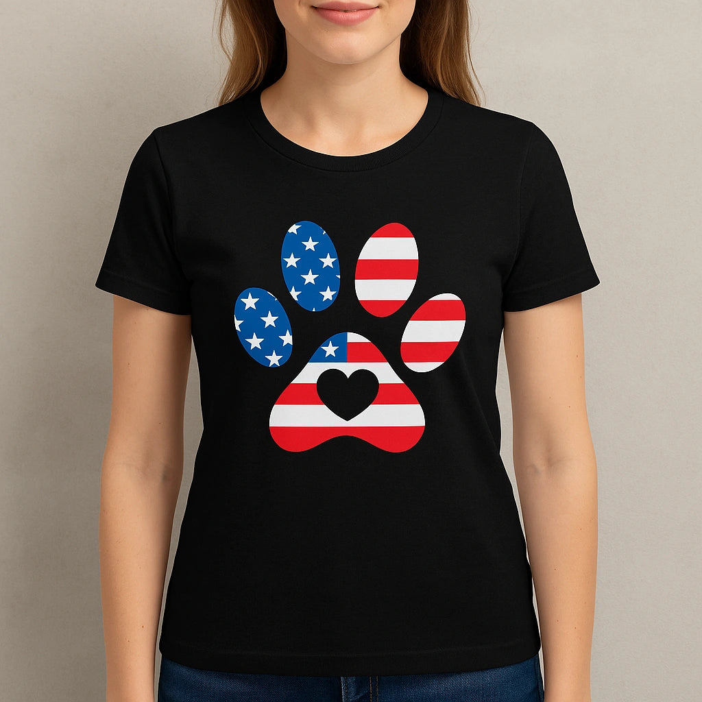 Patriotic Dog Paw Design – American Flag Stars & Stripes Artwork