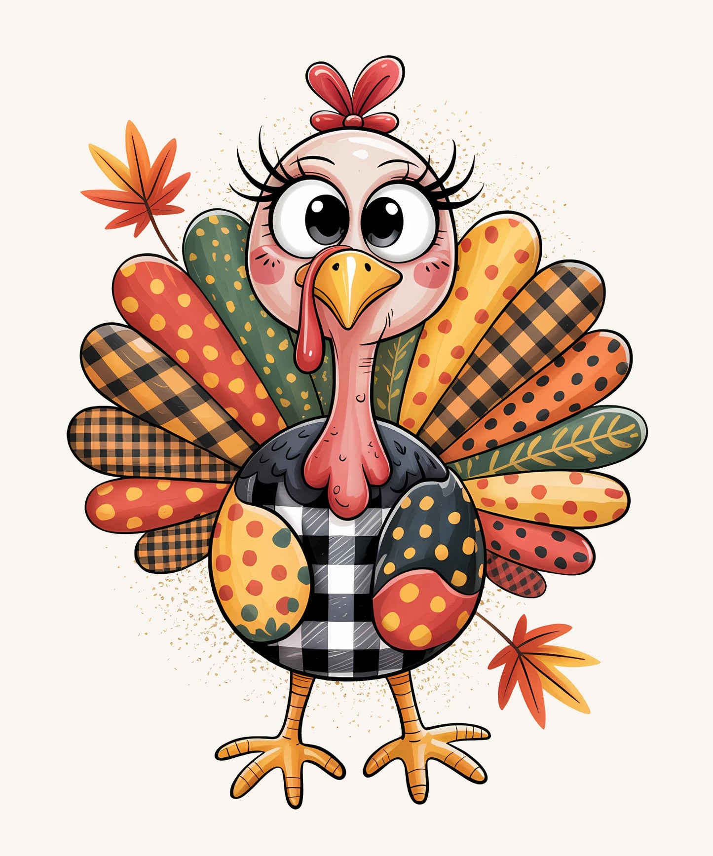 Retro Patchwork Thanksgiving Turkey Cute Fall Design