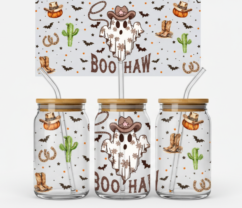 Boo Haw Western Ghost – Spooky Cowboy 16oz UV Sticker