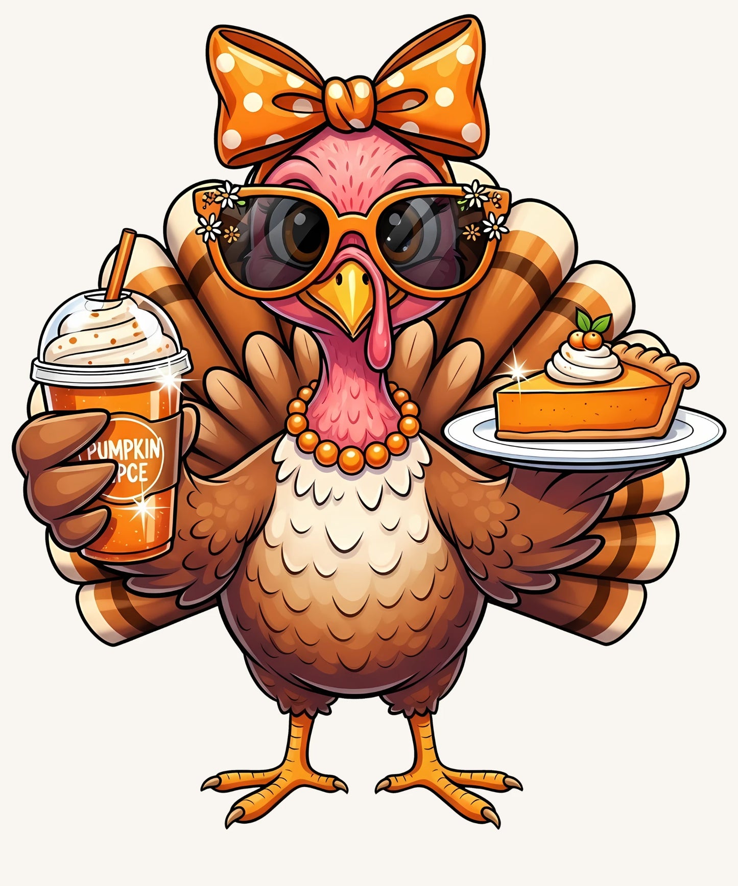 Trendy Thanksgiving Turkey | Pumpkin Spice & Pie Sublimation Design