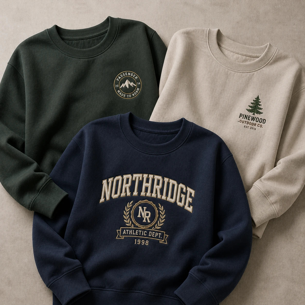 custom embroidered sweatshirts crewneck logo chest detail