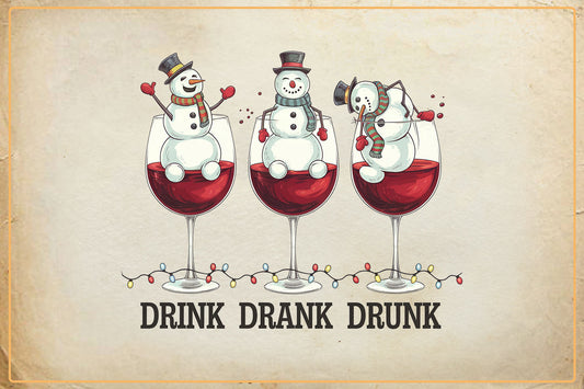 Drink Drank Drunk Snowmen – Funny Christmas Wine Design