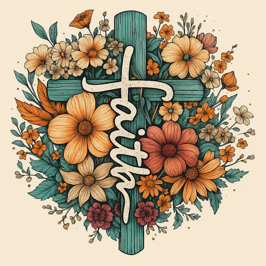 Faith Cross Floral Design – Inspirational Christian Artwork