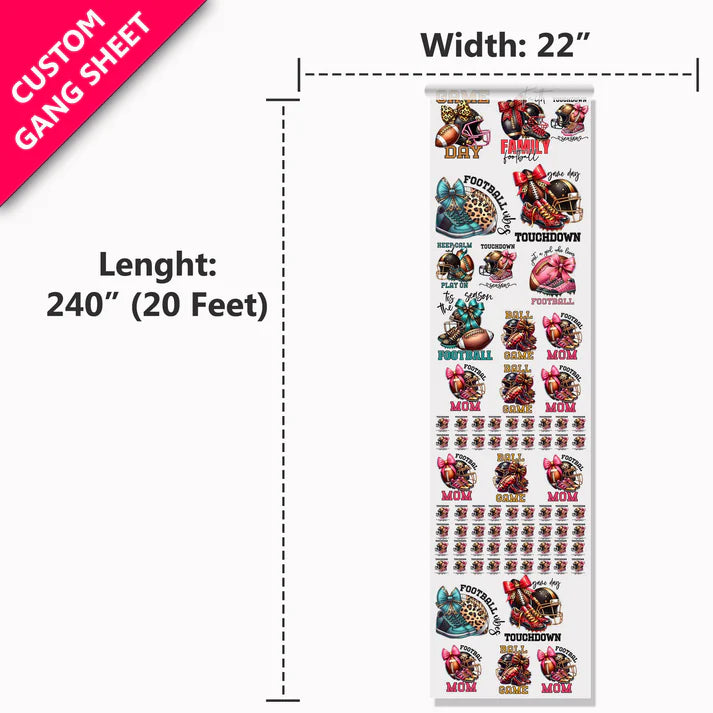 22" DTF Gang Sheet (Upload File) | Hot & Cold Peel Options
