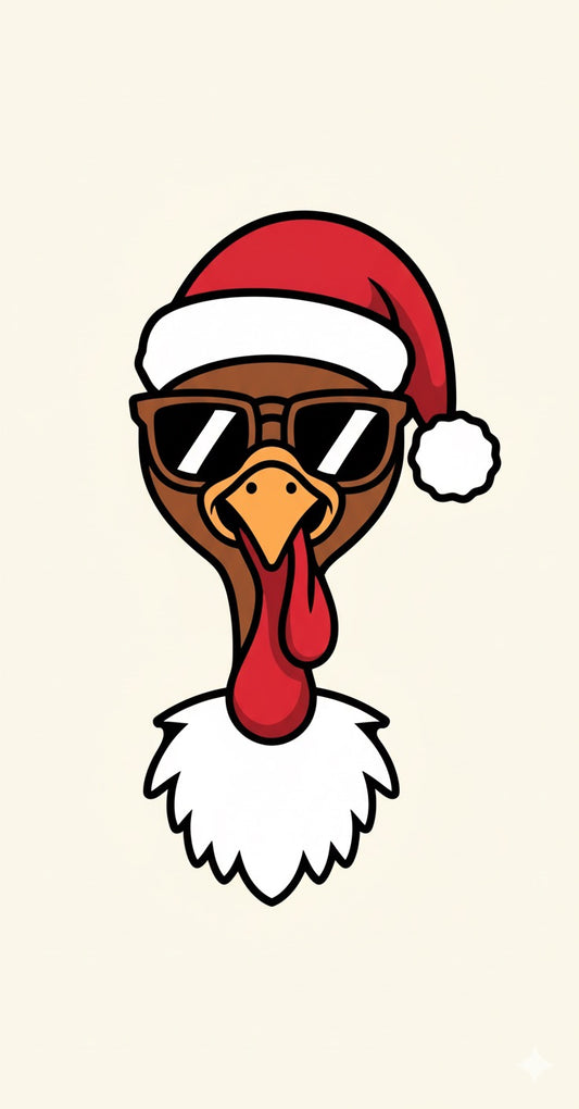 Cool Christmas Turkey with Santa Hat – Funny Holiday Design