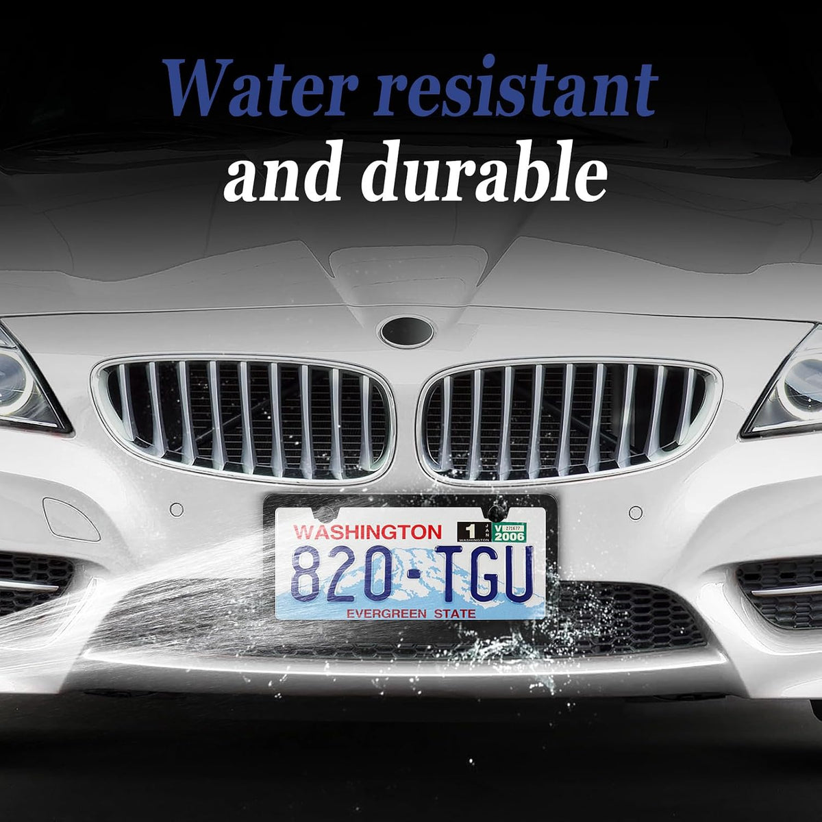 Custom printed matte black aluminum license plate frame with uploaded design, fits standard 12x6 inch plates