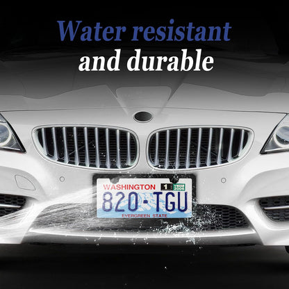 Custom printed matte black aluminum license plate frame with uploaded design, fits standard 12x6 inch plates