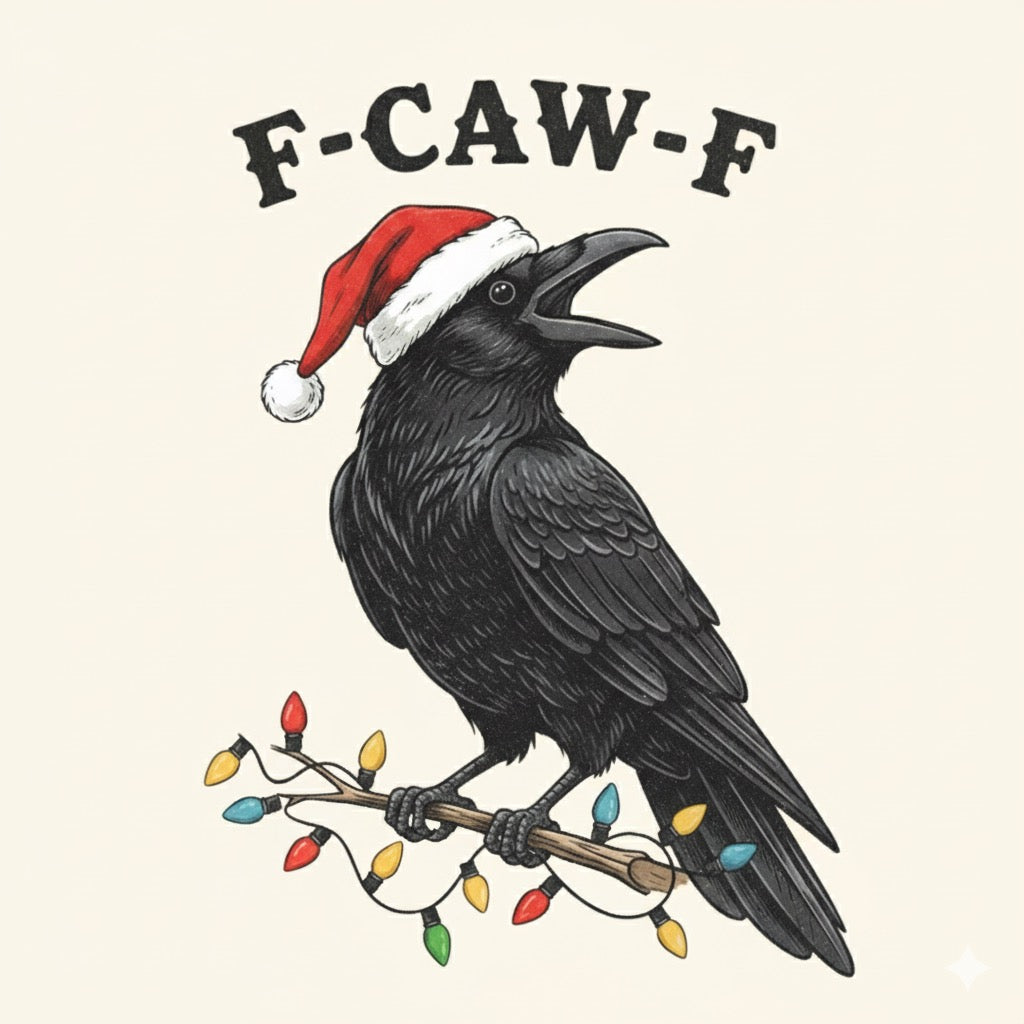 Funny Christmas Crow Design – Santa Hat & Lights Artwork