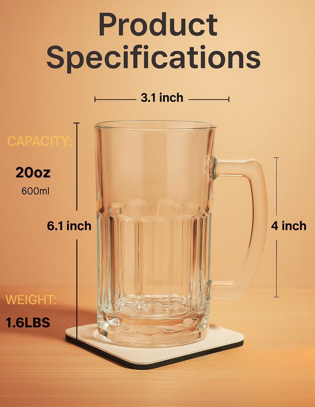 Custom Printed 20oz Beer Glass With Handle