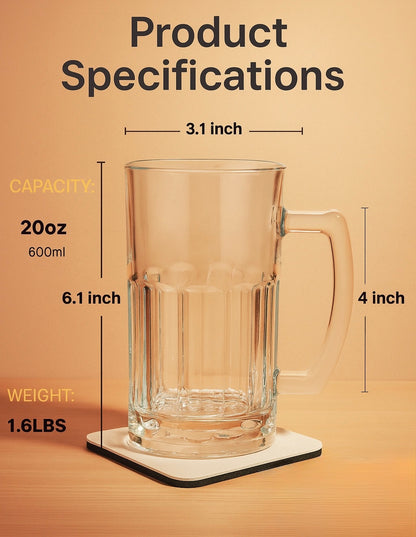 Custom Printed 20oz Beer Glass With Handle