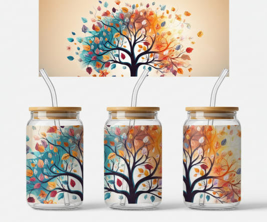 Colorful Tree of Seasons – Vibrant Nature 16oz UV Sticker