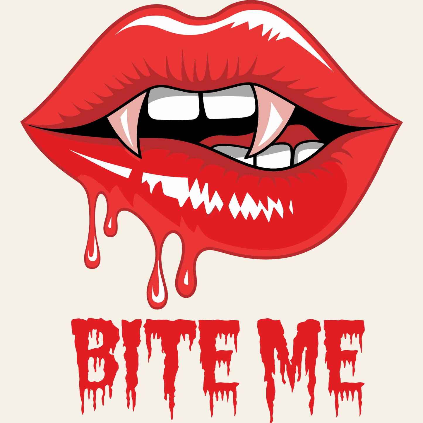 Bite Me Vampire Lips Design – Bloody Fangs Halloween Artwork for Spooky Season