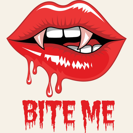 Bite Me Vampire Lips Design – Bloody Fangs Halloween Artwork for Spooky Season