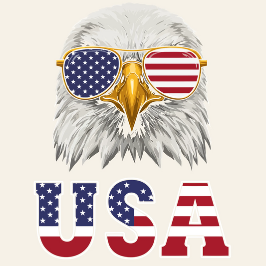 USA Eagle Design – American Bald Eagle with Flag Sunglasses & Patriotic Letters