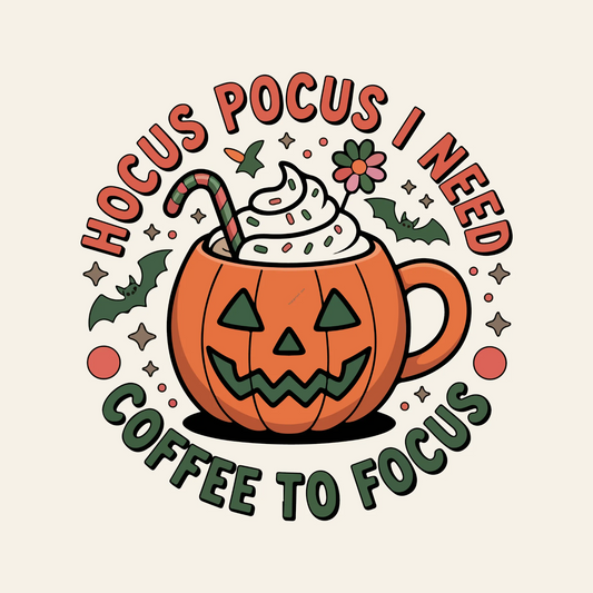 Hocus Pocus Coffee Design – Pumpkin Mug Halloween Artwork for Coffee Lovers