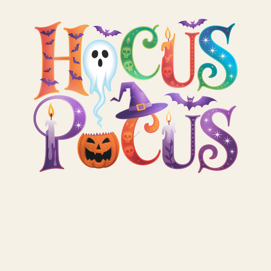 Hocus Pocus Halloween – Colorful Witchy Ghost Pumpkin Design