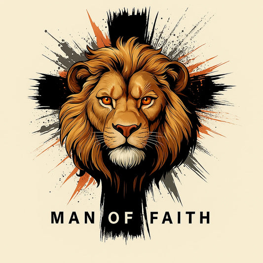 Man of Faith Lion Design – Bold Christian Strength Artwork