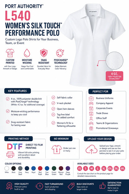 Custom Women's Logo Polo Shirt | Business Uniform Polo | Port Authority L540
