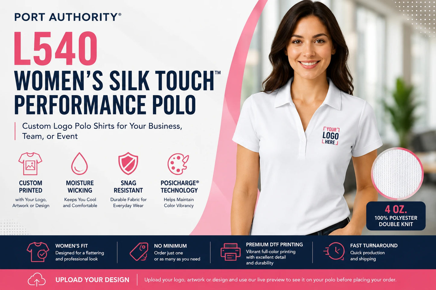 Custom Women's Logo Polo Shirt | Business Uniform Polo | Port Authority L540