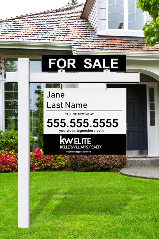 Custom Real Estate Post Sign with Yard Stake and Rider Option
