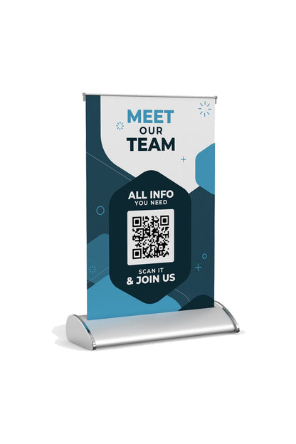Custom Retractable Table Top Banner Stand with UV Printed Graphic