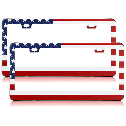 Custom printed matte black aluminum license plate frame with uploaded design, fits standard 12x6 inch plates