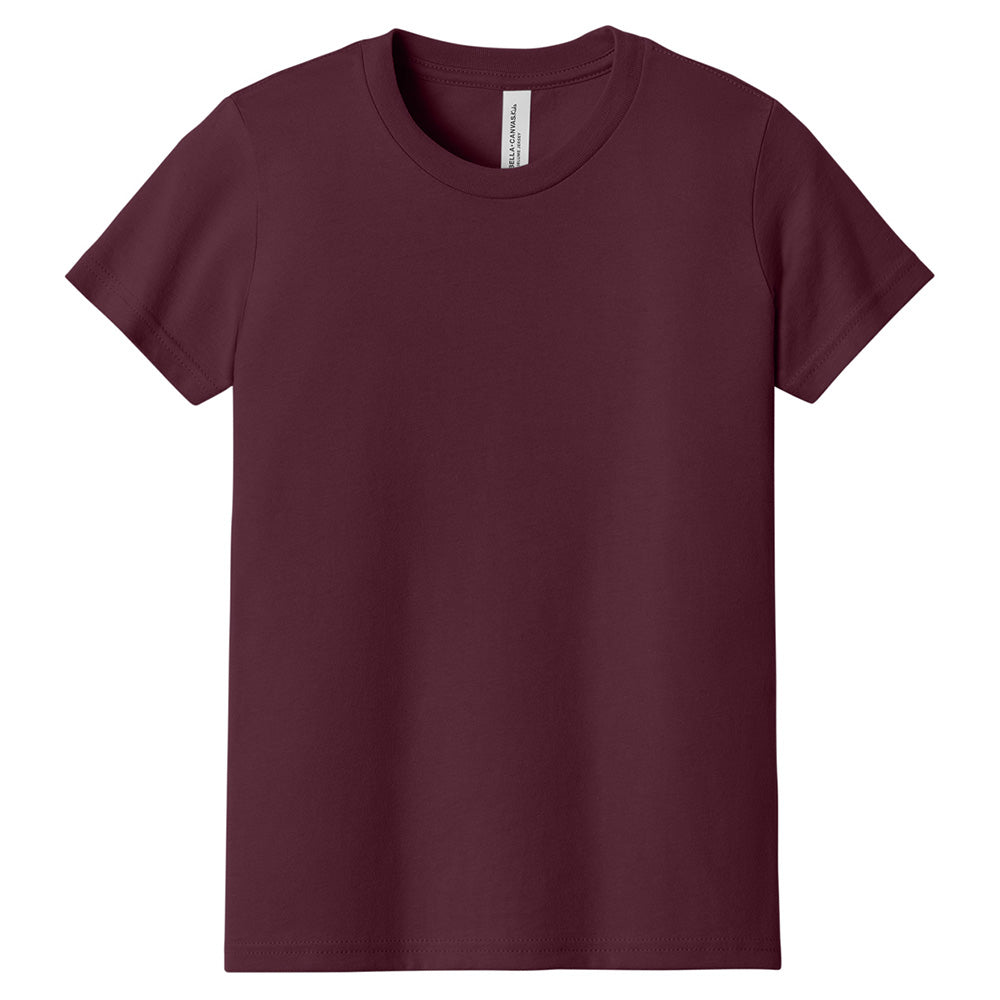 Custom printed BELLA+CANVAS 3001Y youth jersey t-shirt for kids in multiple colors