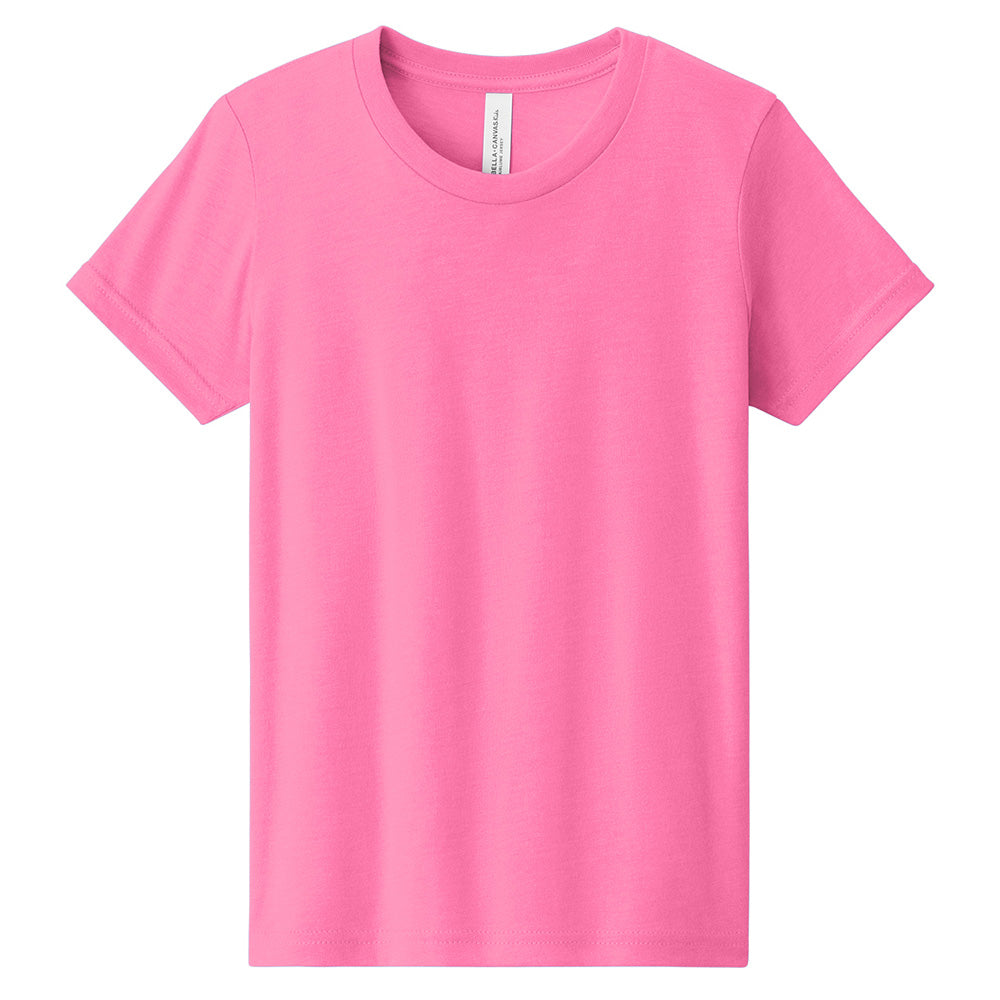 Custom printed BELLA+CANVAS 3001Y youth jersey t-shirt for kids in multiple colors