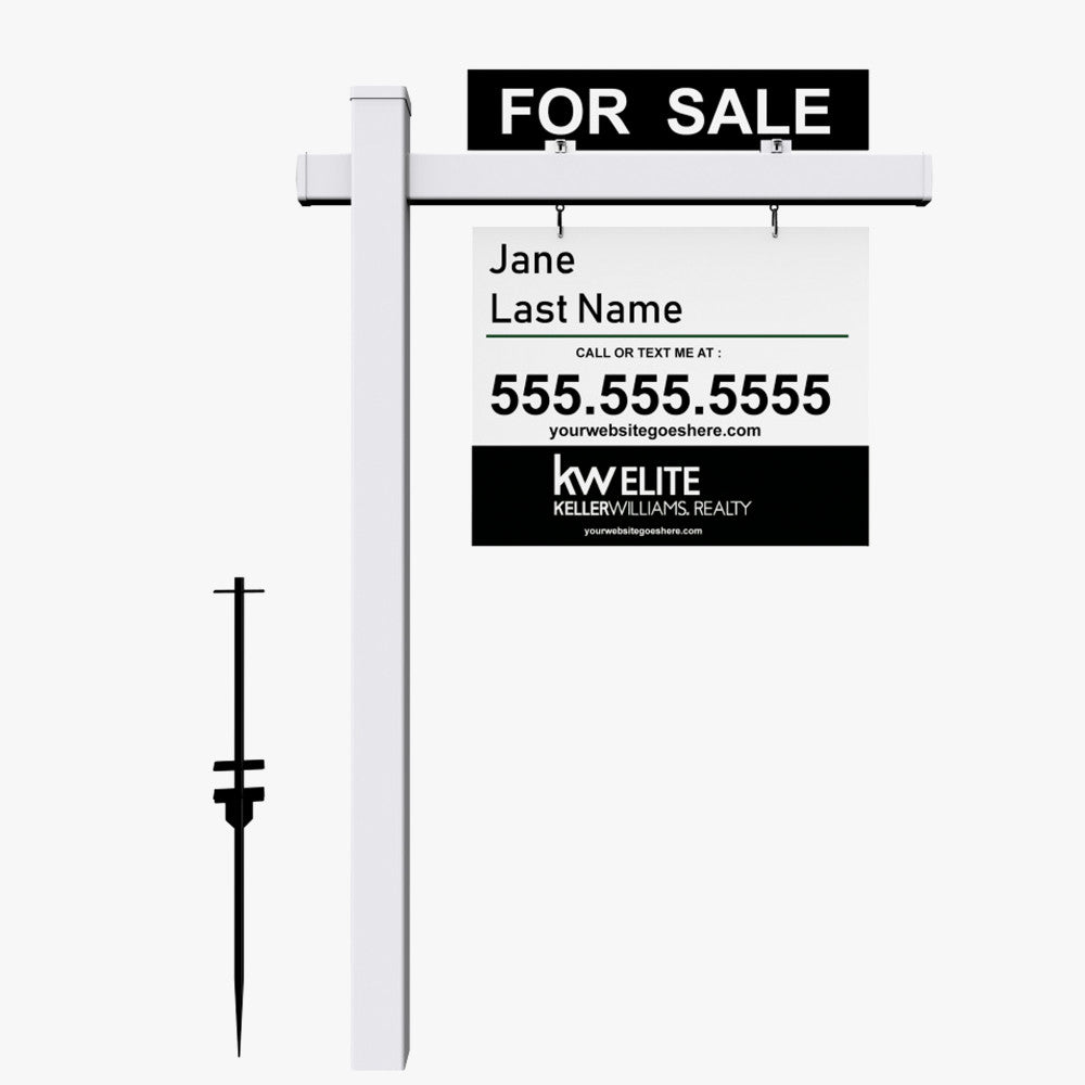 Custom Real Estate Post Sign with Yard Stake and Rider Option