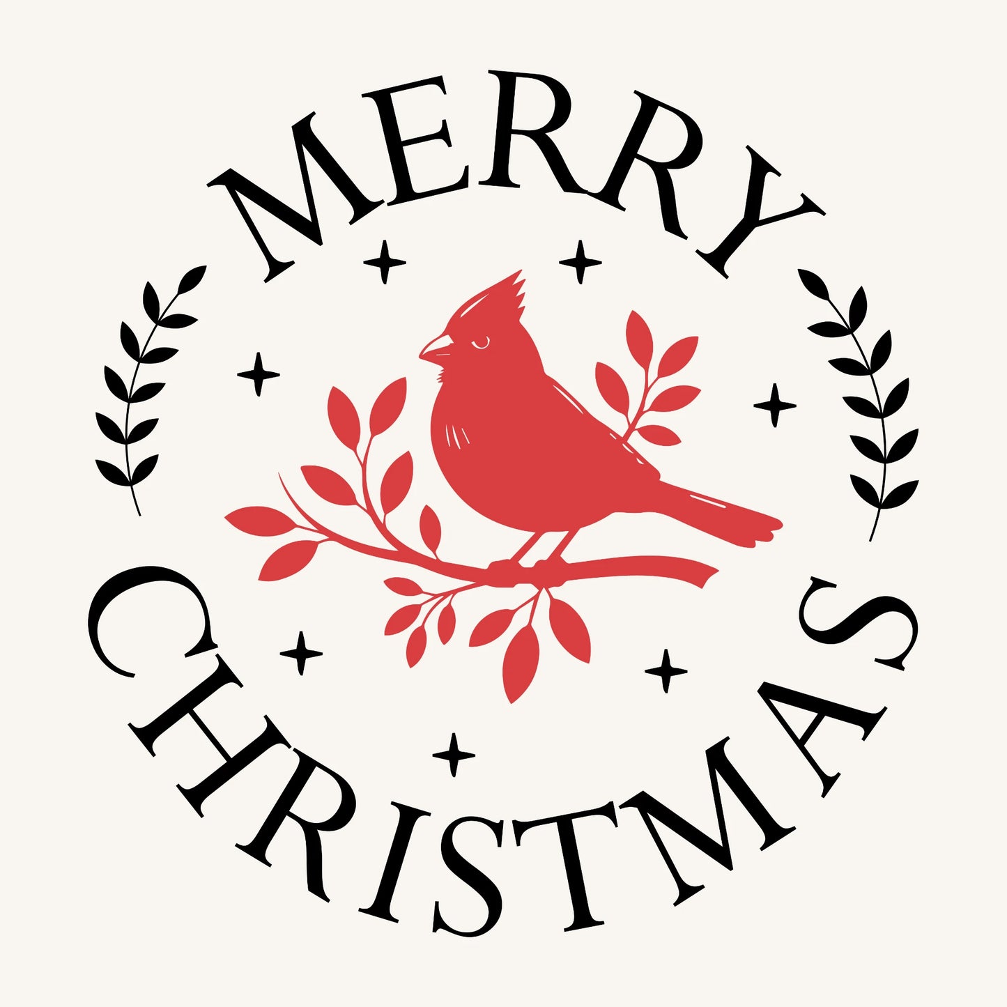 Christmas Red Cardinal on Branch – Festive Holiday Artwork