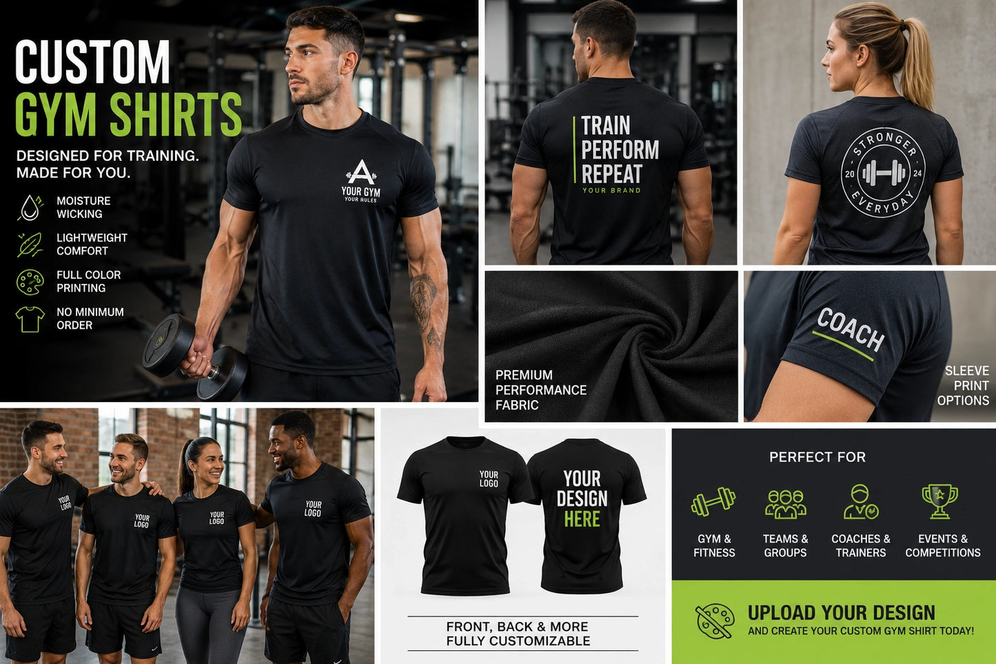 Custom Gym Shirts – Personalized Moisture Wicking Workout Tees