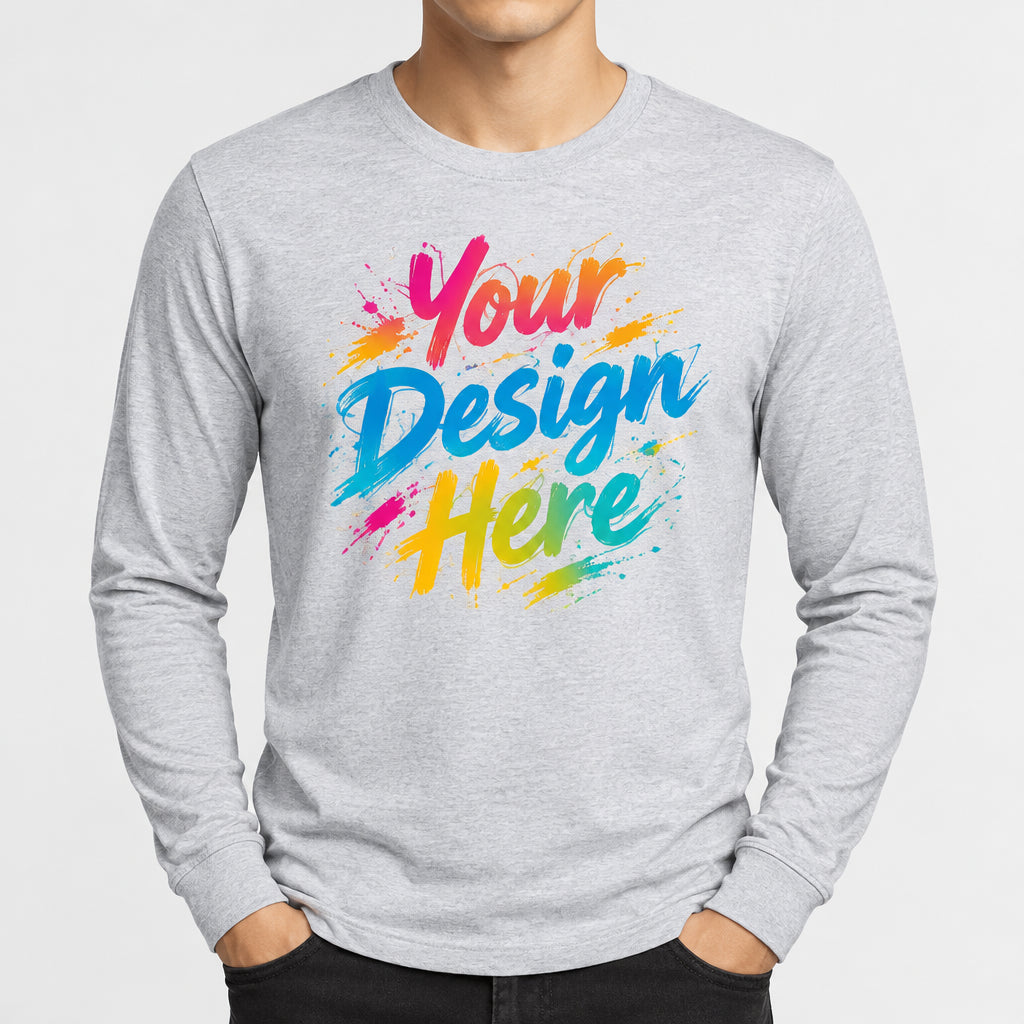 Custom long sleeve tee with business logo, perfect for teams