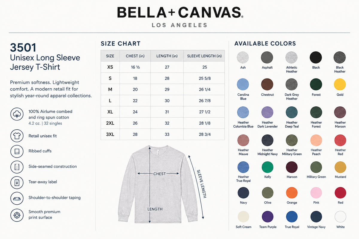Custom long sleeve tee with business logo, perfect for teams