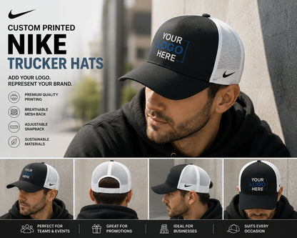 Custom Printed Nike Snapback Mesh Trucker Cap | Add Your Logo