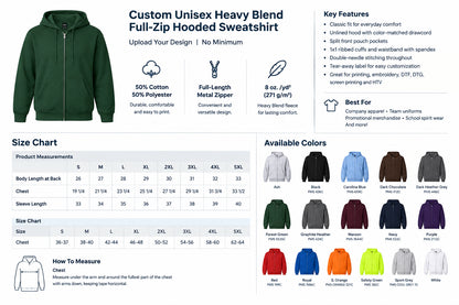 Custom unisex heavy blend full-zip hooded sweatshirt for personalized designs