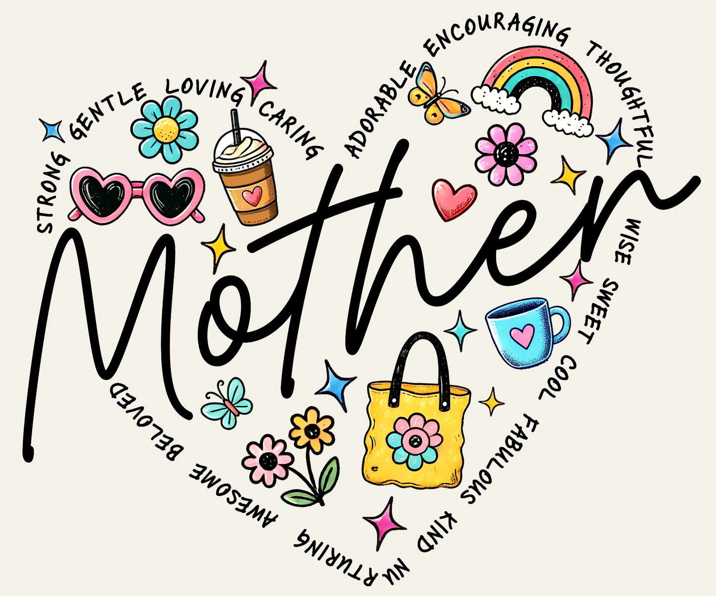 Cute Mom Icons DTF Transfer – Trendy Mother’s Day Aesthetic Shirt Design Ready to Press