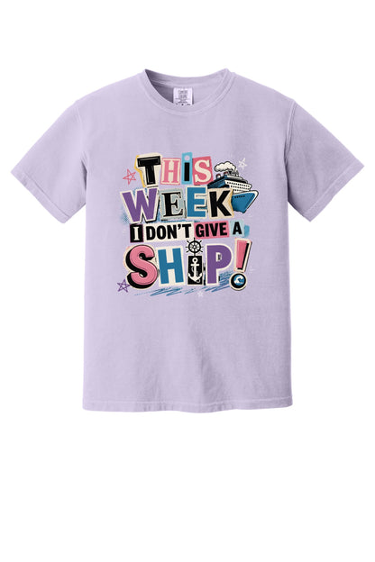 This Week I Dont Give a Ship funny cruise graphic tee with anchor ship wheel and cruise ship print in Orchid