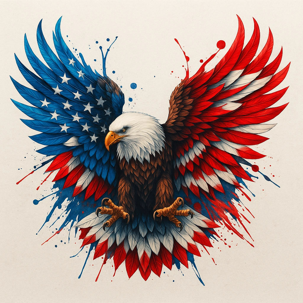 American Bald Eagle Design – Patriotic Red White & Blue Flag Artwork