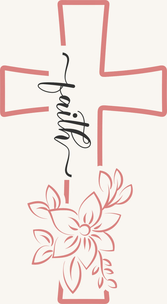 Faith Cross with Floral Design – Inspirational Christian Artwork