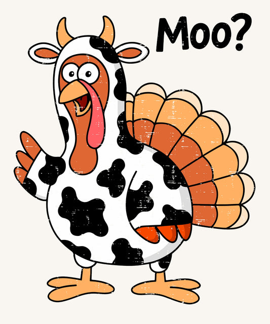 Funny Turkey Cow Costume | Moo Turkey Thanksgiving Sublimation Design