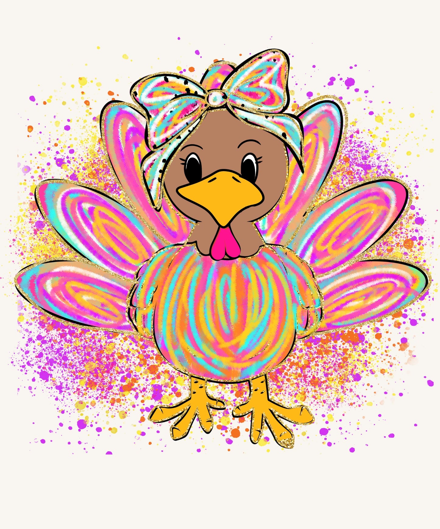Colorful Coquette Turkey – Cute Girly Thanksgiving Design