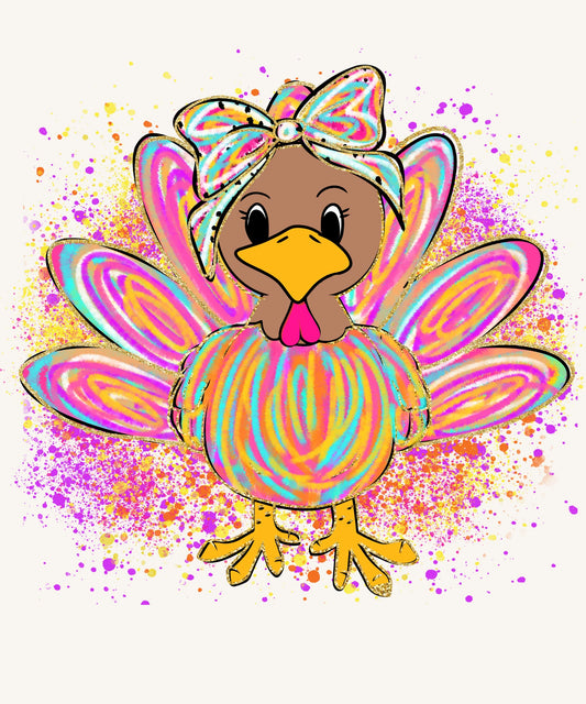 Colorful Coquette Turkey – Cute Girly Thanksgiving Design