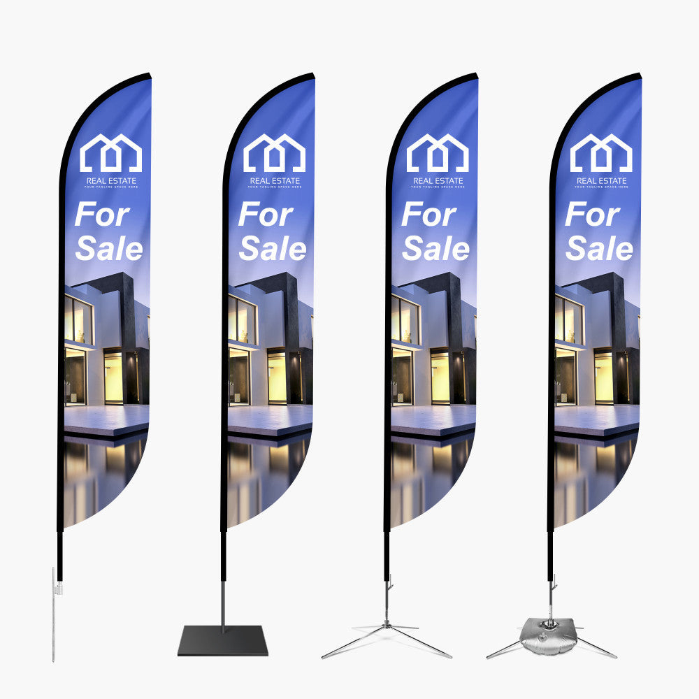 Custom Feather Convex Flags with Pole Set and Base Options